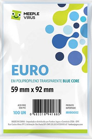 Sleeve Euro 59x92 mm - Blue Core