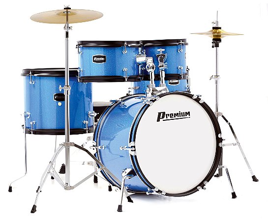 Bateria Premium Infantil DX45J Azul 8" 10" 12" 16" Completa c/ Pratos