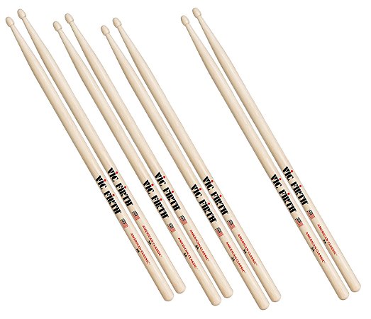 Kit 4 pares Baqueta Vic Firth American Classic 5A - Leve 4, Pague 3