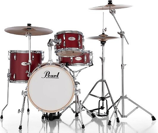 Bateria Pearl Midtown Matte Red 16" 10" 13" + Caixa 13x5,5" com Ferragens