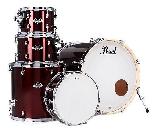 Bateria Pearl Export EXX Burgundy 20" 10" 12" 14" + Caixa 14x5,5" Shellpack