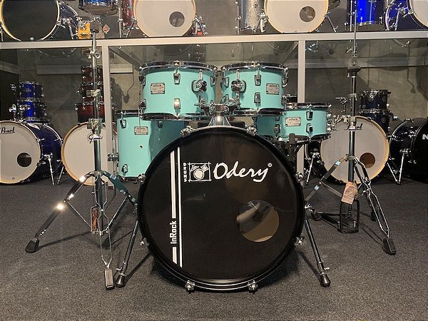 Bateria Odery InRock Surf Green Limited Edition 20" 10" 12" 14" + Caixa 14x06"