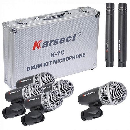 Kit de Microfones p/ Bateria Karsect c/ 7 unidades - K-7C