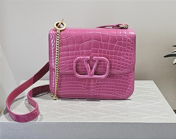 Valentino - Bolsa em Croco Pink