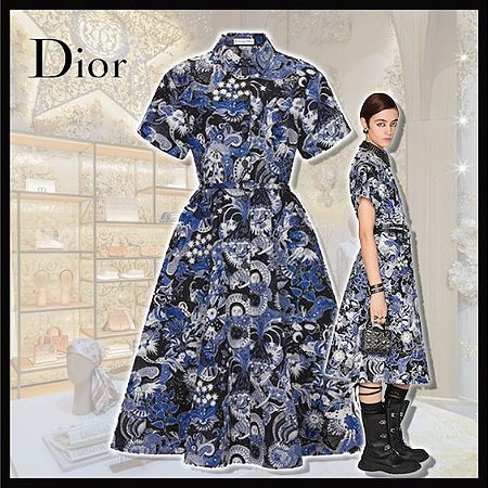 Christian Dior - Vestido estampa zodiaco azul
