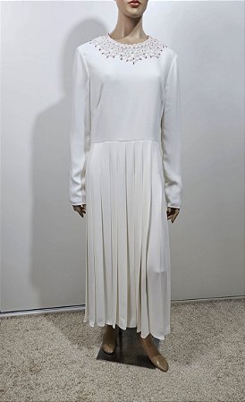 Christian Dior - Vestido Off White Plissado