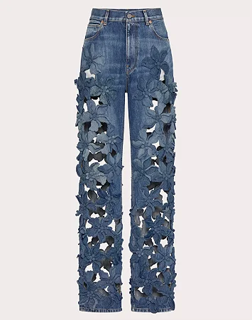 Valentino Garavani (Altorilievo) Calça jeans em auto relevo