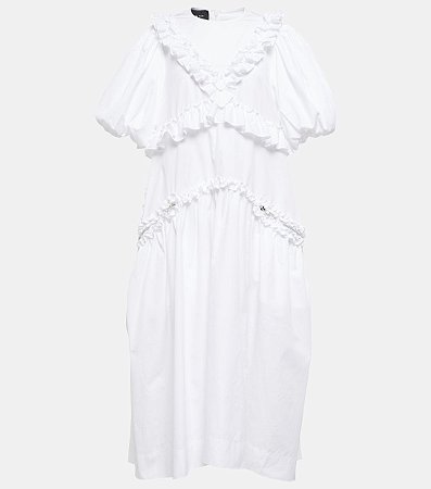 Simone Rocha - Vestido midi branco com babados