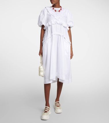 Simone Rocha - Vestido midi branco com babados