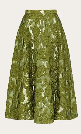 Valentino Garavani - Saia Brocado verde