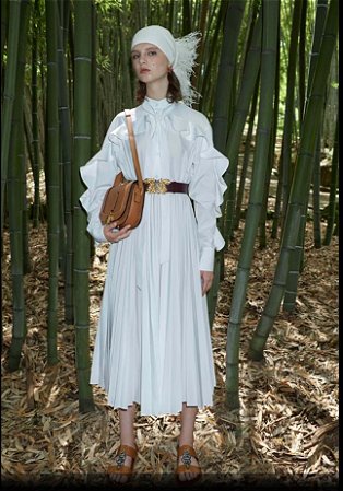 VALENTINO GARAVANI Vestido midi plissado com babados