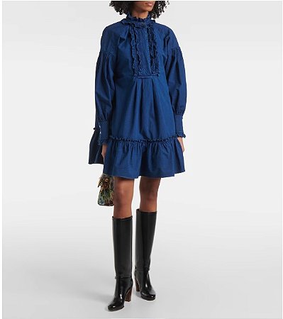 Valentino Garavani - Vestido curto azul jeans