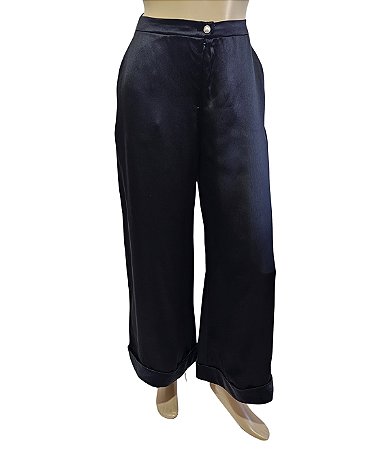 Chanel - Calça pantacour em seda preta / 2025