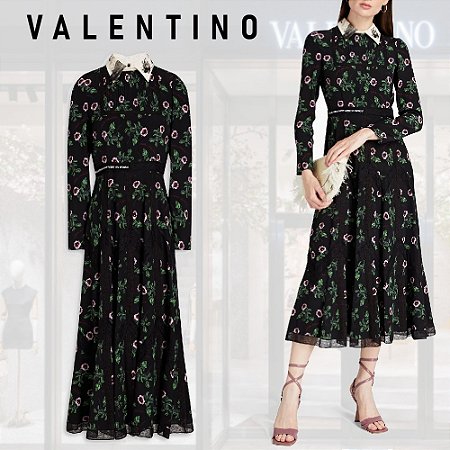 Valentino - Vestido midi em crepe de seda