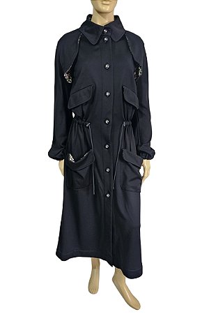 Vestido Capa Longa Chanel Moletinho Preto