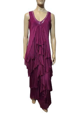 Made in Italy Vestido Longo de Seda Bordo