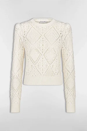 Suéter Branco Christian Dior em Algodão