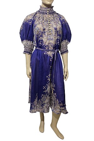 Zimmermann - Vestido Anneke em estampa paisley indigo