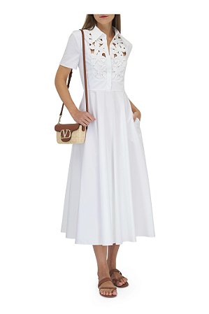Valentino Garavani * Altorilievo Vestido midi Compact com bordado