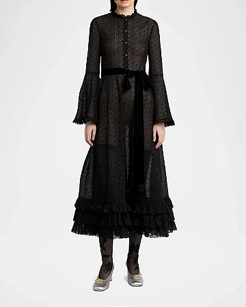 Valentino Garavani Vestido Laise preto