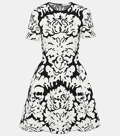 Alexander Mcqueen - Vestido jacquard preto e branco