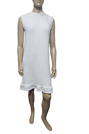 Vestido Chanel Curto em Boucle Off White