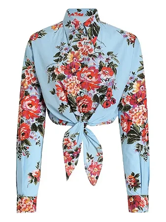 Dolce Gabbana Camisa Cropped em tricoline floral