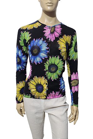 Giane Versace - Cardigan preto margaridas