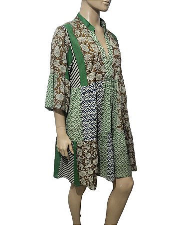 Creme Boheme - Vestido Estampado Curto