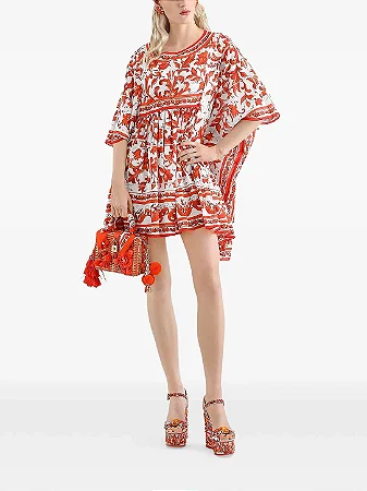 Dolce & Gabbana Kaftan longo com estampa Majolica