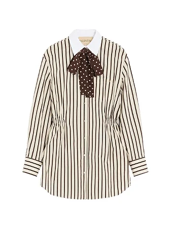 Valentino - Vestido curto em popeline listrada