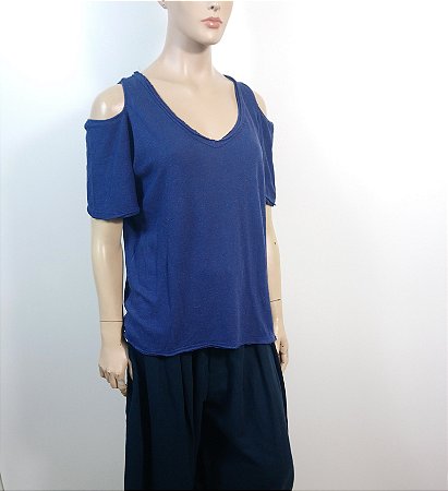 Talienk - T-shirt ombro vazado - azul