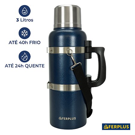 Garrafa Isotermica Inox Com Alca Capacidade De 3 Litros Gelado/quente