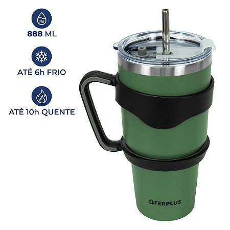Copo Térmico Quente E Gelado 888ml Com Parede Dupla Verde