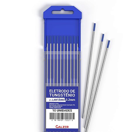 Kit 10 Eletrodo De Tungstenio 2% Lantanio Azul Wl-20 3.2x150mm