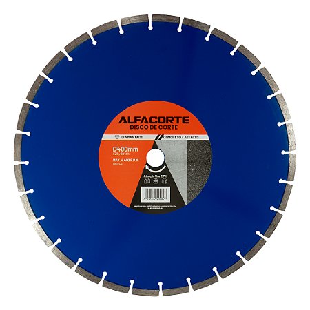 Disco Diamantado Segmentado De 400mm (15,748 Polegadas) Para Asfalto e Concreto