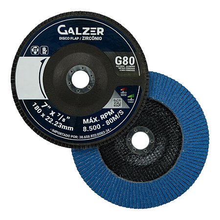 Disco Cônico Flap Zircônio 7 Polegadas 180mm x 22,23mm Grao 80 Azul