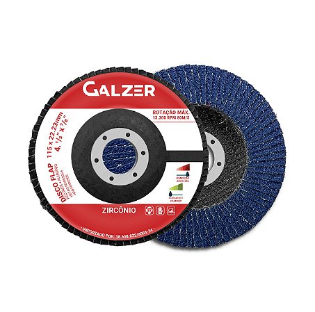 DISCO FLAP 4.1/2 x 7/8 GRÃO 60 GALZER