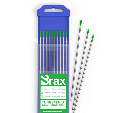Kit 10 Eletrodo De Tungstênio Wx-E3 2.4mm Universal - Ponta Verde