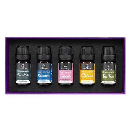 KIT OLEO ESSENCIAL AROMÁTICO 5 UNIDADES PERFUME NATURAL FRAG