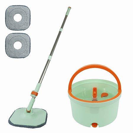 Mop Giratório 360º De 6 Litros Limpeza Com Balde Centrífuga Laranja