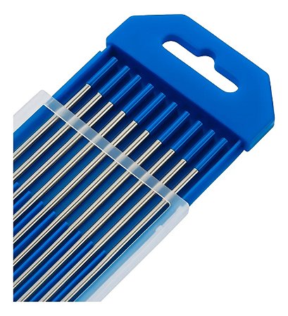 Kit 10 Eletrodo Tungstênio 2% Lantânio 1/8 3.2mm Ponta Azul