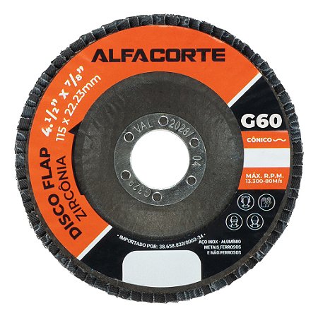 FERPLUS DISCO FLAP ZIRCONIA AZUL 4.1/2 G60 ALFA CORTE - UN