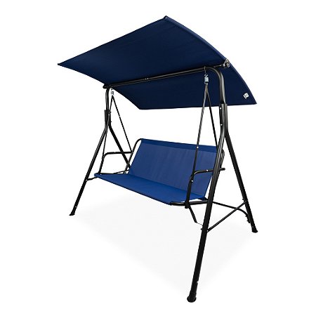 Banco Balanço Cadeira 3 Lugares Com Cobertura Até 225kg Pergolado Azul