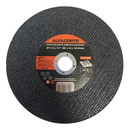 Disco de Corte Abrasivo para Aço e Inox 180 mm x 22,23 mm