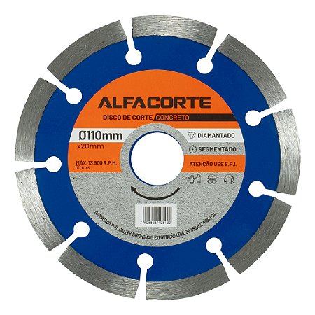 Disco de Corte Diamantado Segmentado Alfacorte 110mm