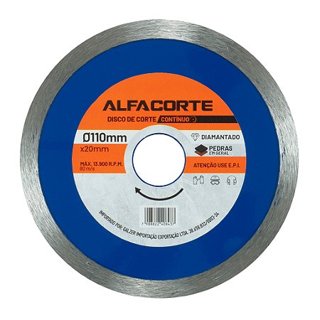 Disco de Corte Diamantado Contínuo 110mm X 20mm Para Porcelanato, Cerâmica, Mármore