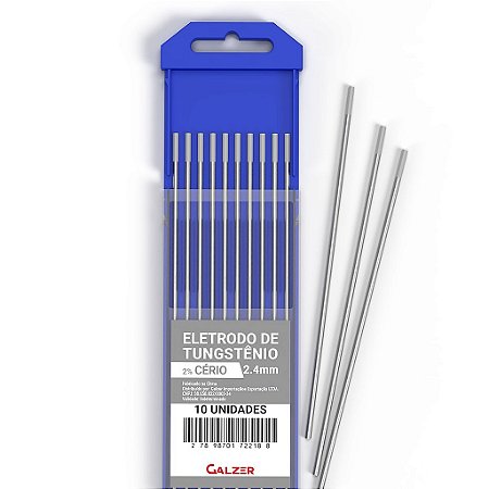 Kit 10 Eletrodo De Tungstênio 2.4mm 2% Cério Wc-20 - Ponta Cinza