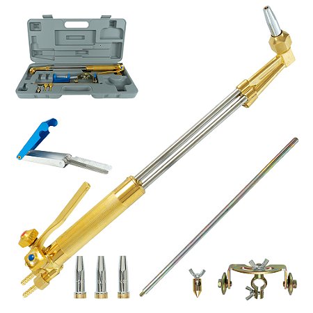 Kit Maçarico De Corte H62-3 Com Agulheiro , 3 Bicos , Cintel /Compasso 30cm e Maleta