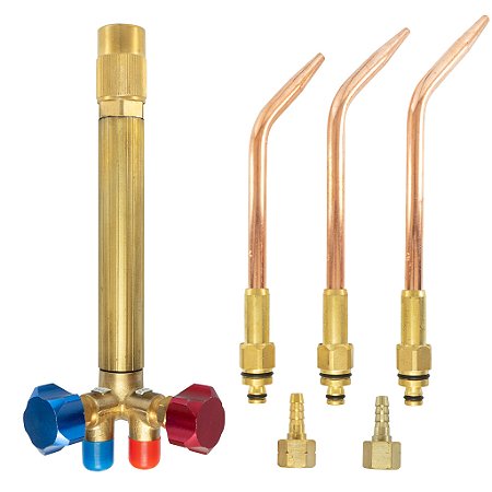 Kit Maçarico 201 Solda Com 3 Extensões Bicos Acetileno Nº 2 / 4 / 6